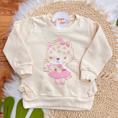  Conj. Casaco de Moletom Oncinha You Look Good e Calça Legging - Areia 